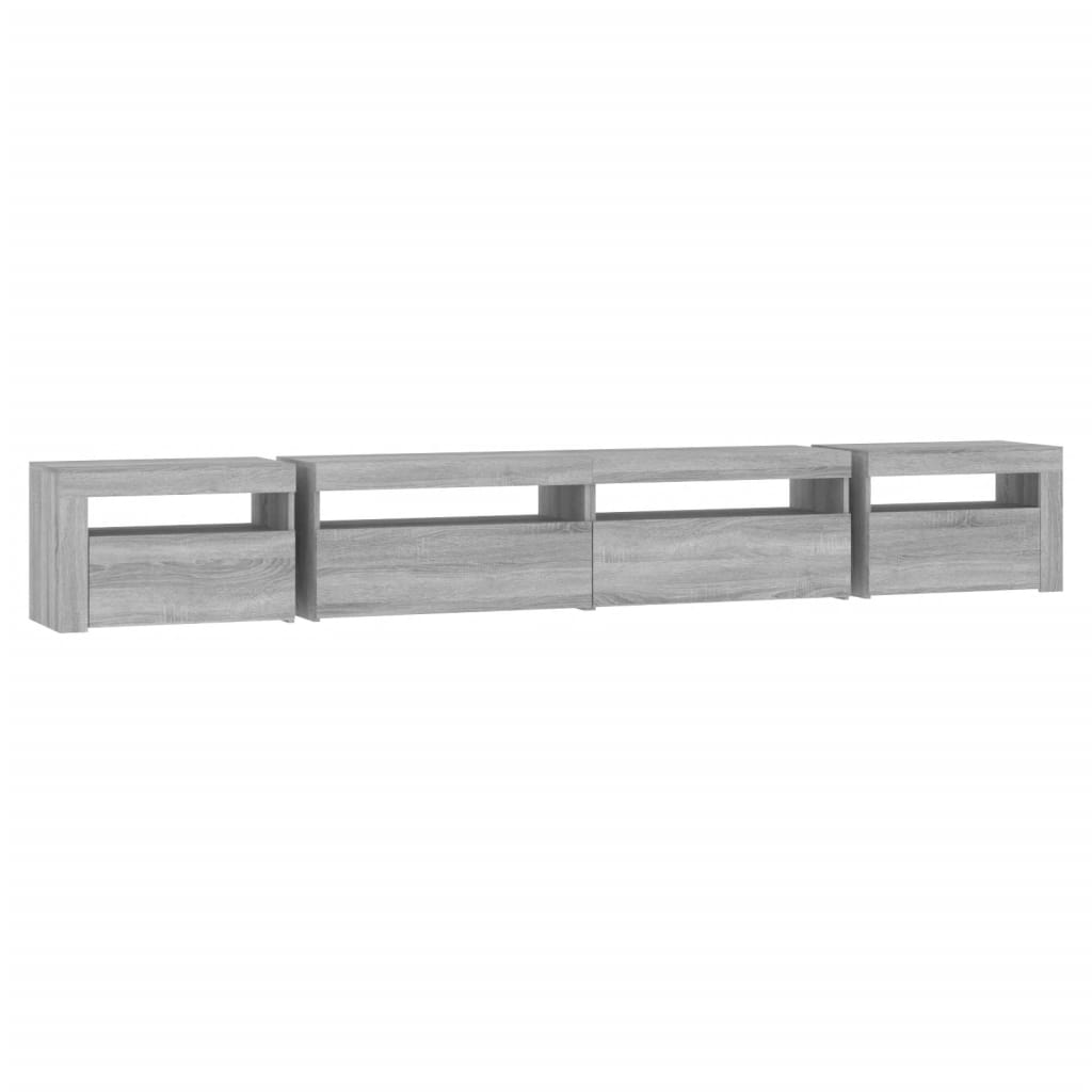 Meuble TV vidaXL avec lumières LED gris Sonoma 270x35x40 cm