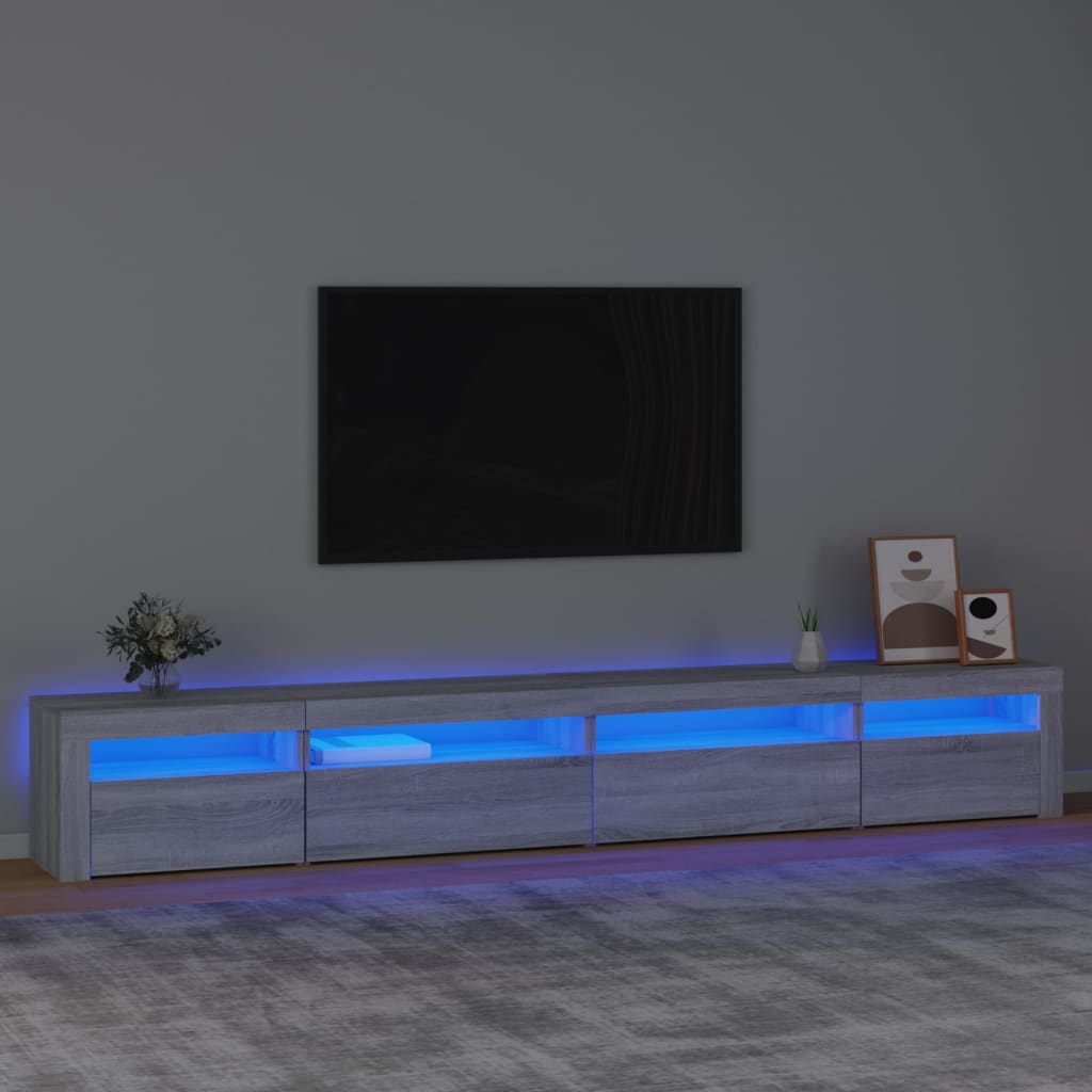 Meuble TV vidaXL avec lumières LED gris Sonoma 270x35x40 cm