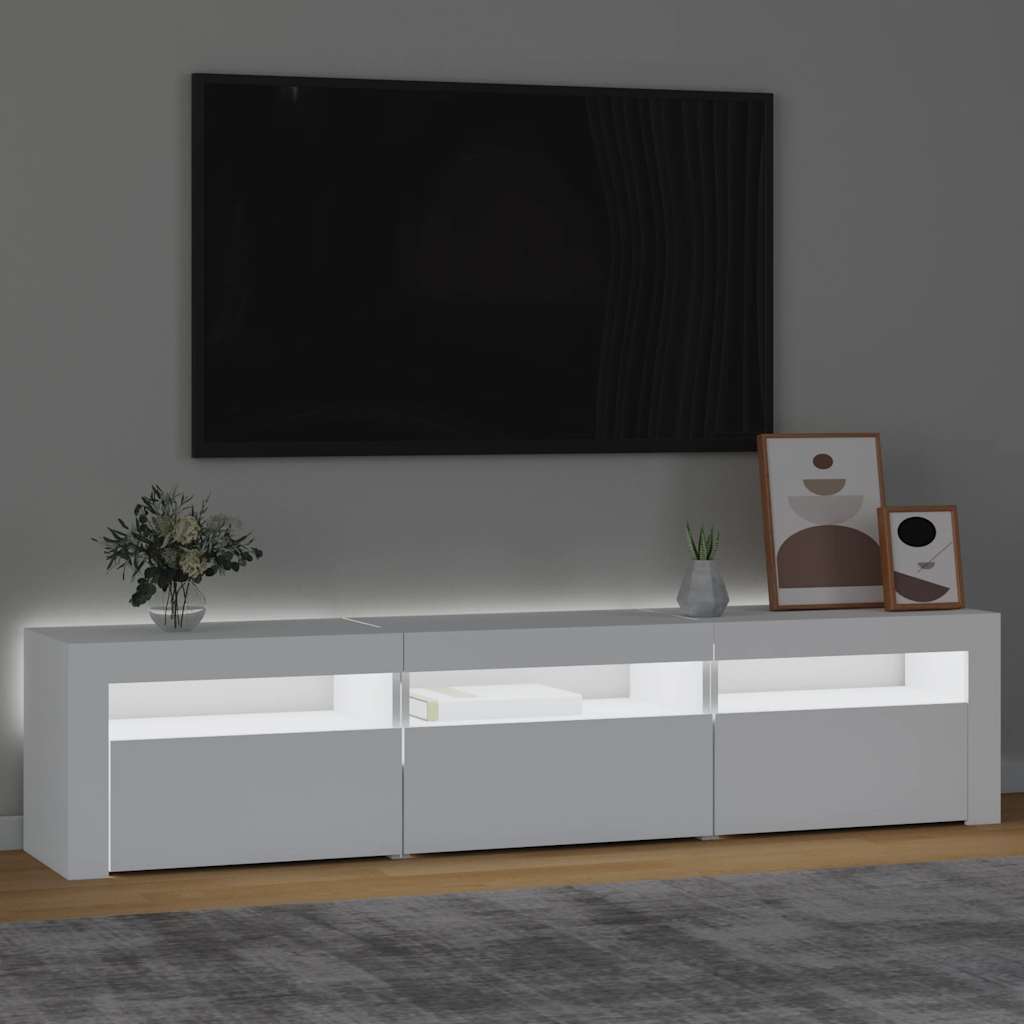 Meuble TV vidaXL avec lumières LED Blanc 180x35x40 cm
