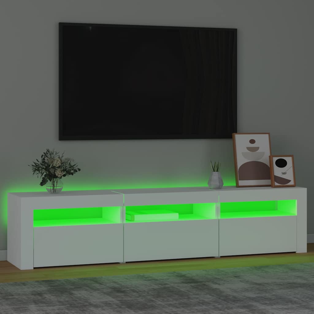 Meuble TV vidaXL avec lumières LED Blanc 180x35x40 cm