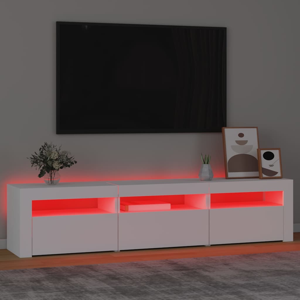 Meuble TV vidaXL avec lumières LED Blanc 180x35x40 cm