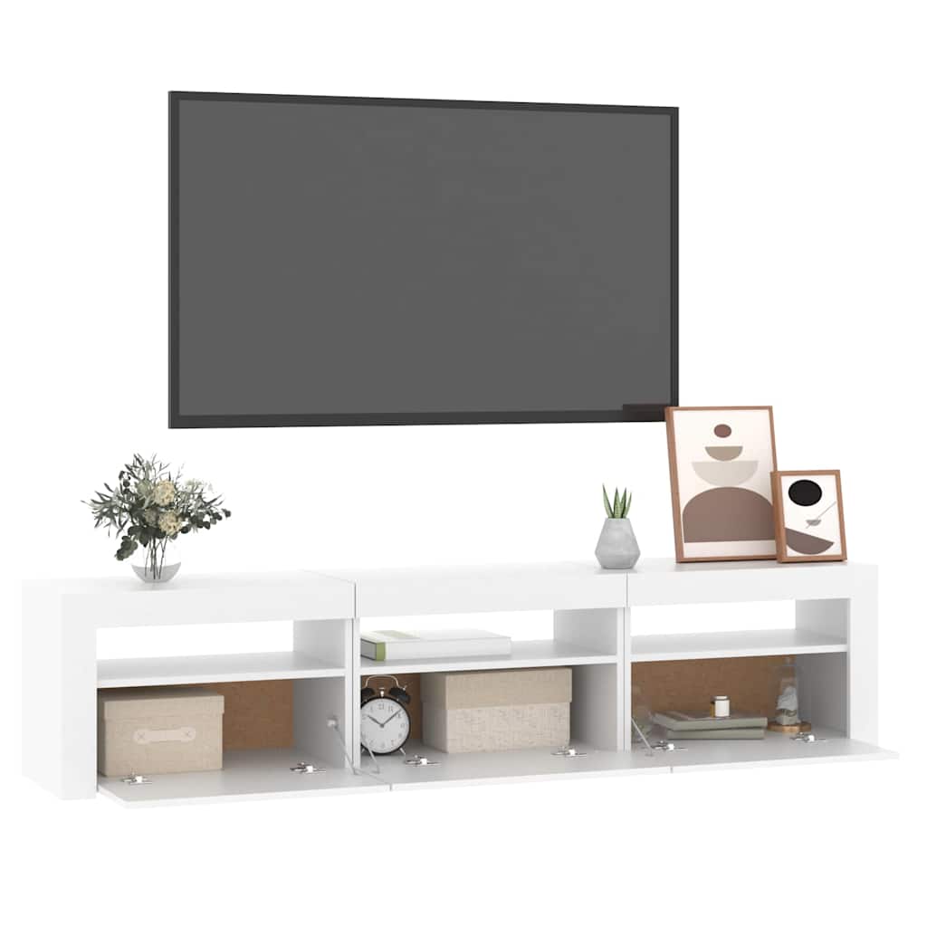 Meuble TV vidaXL avec lumières LED Blanc 180x35x40 cm