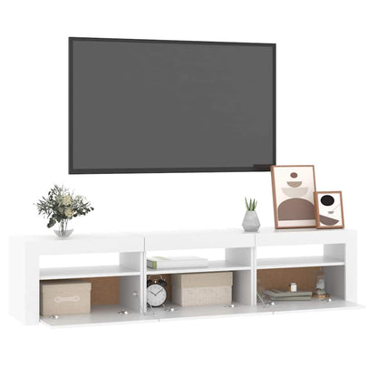 Meuble TV vidaXL avec lumières LED Blanc 180x35x40 cm
