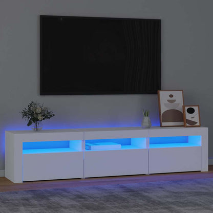 Meuble TV vidaXL avec lumières LED Blanc 180x35x40 cm