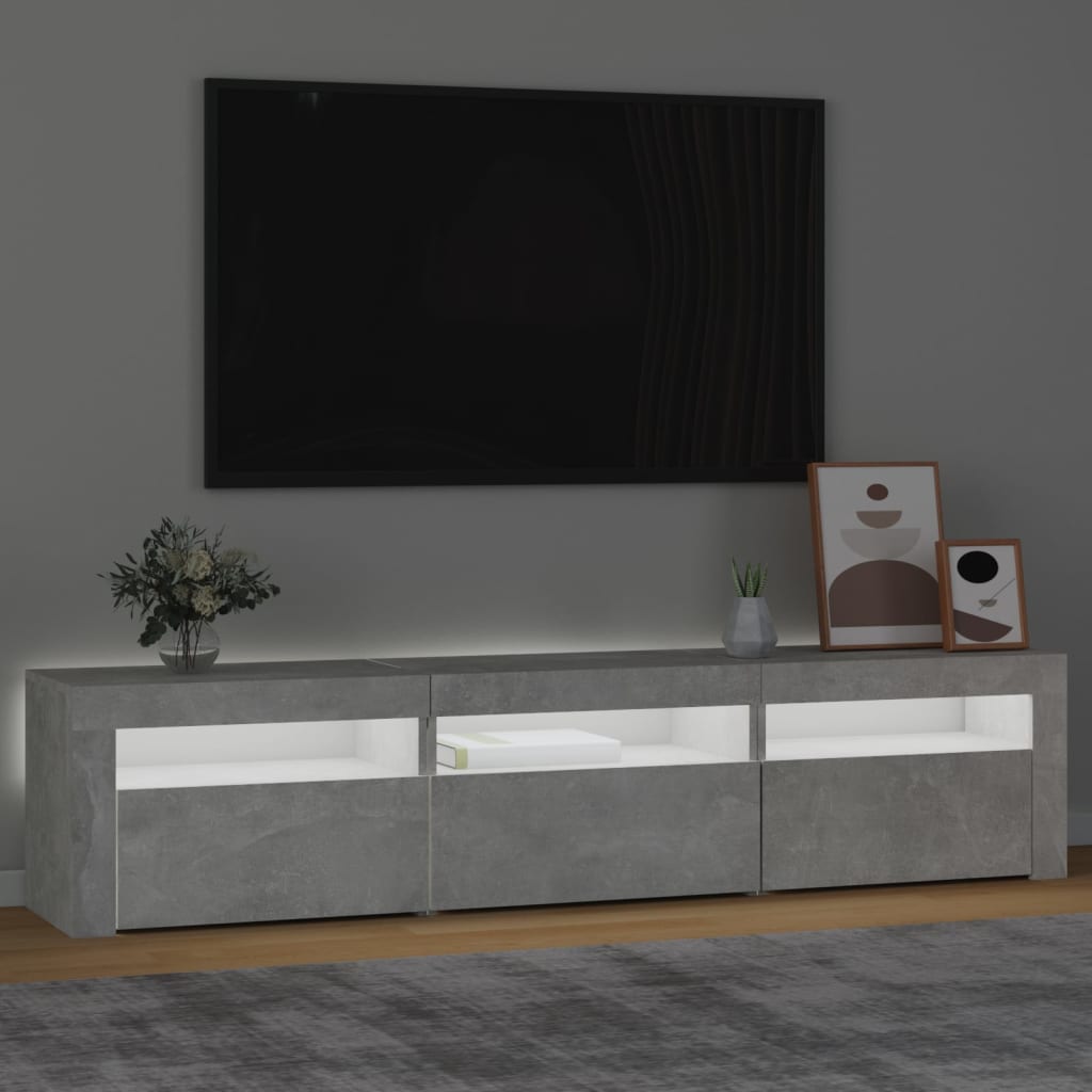 Meuble TV vidaXL avec lumières LED gris béton 180x35x40 cm