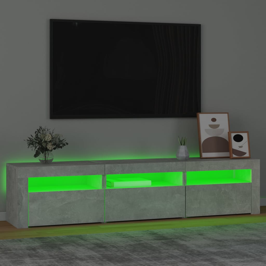 Meuble TV vidaXL avec lumières LED gris béton 180x35x40 cm