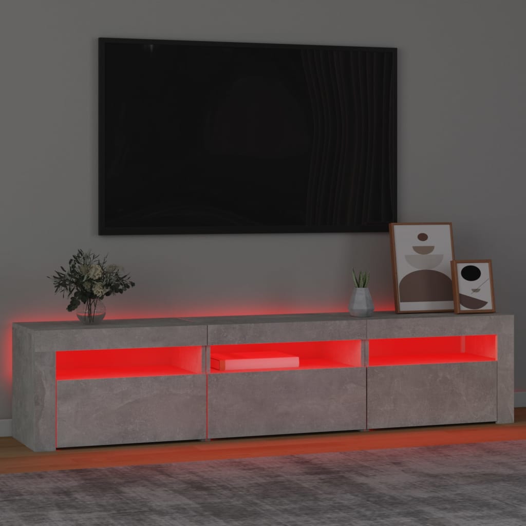 Meuble TV vidaXL avec lumières LED gris béton 180x35x40 cm
