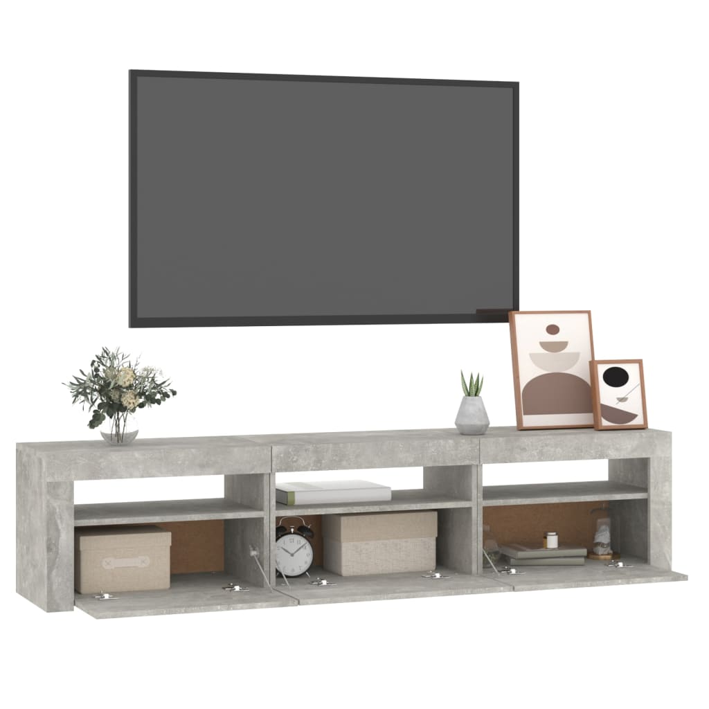 Meuble TV vidaXL avec lumières LED gris béton 180x35x40 cm