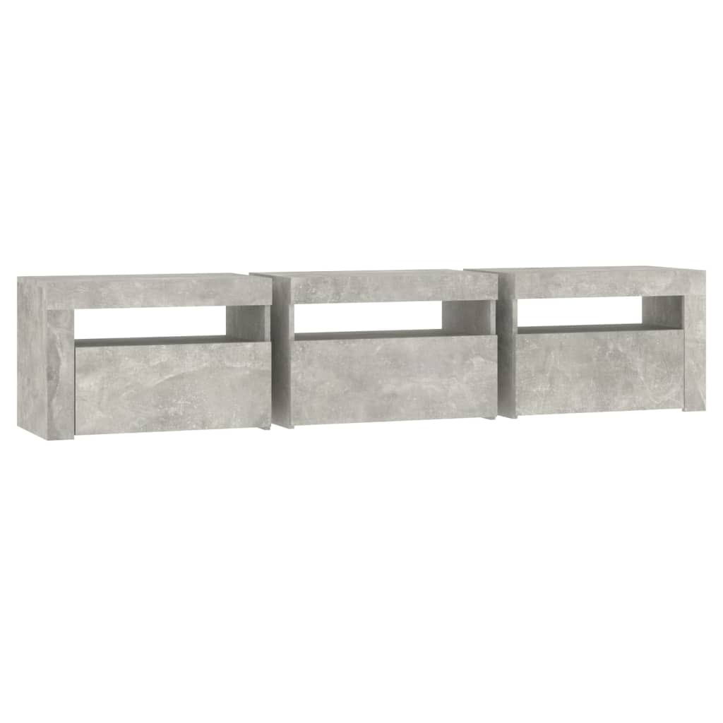Meuble TV vidaXL avec lumières LED gris béton 180x35x40 cm