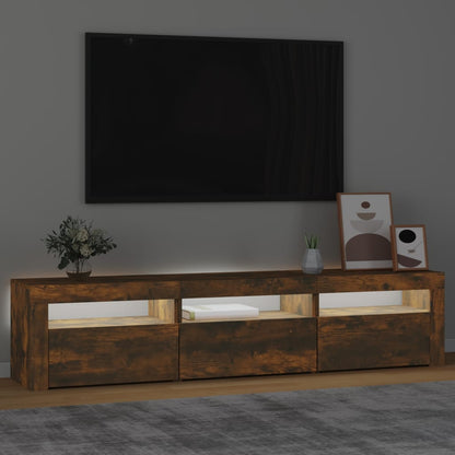 Meuble TV vidaXL avec lumières LED chêne fumé 180x35x40 cm