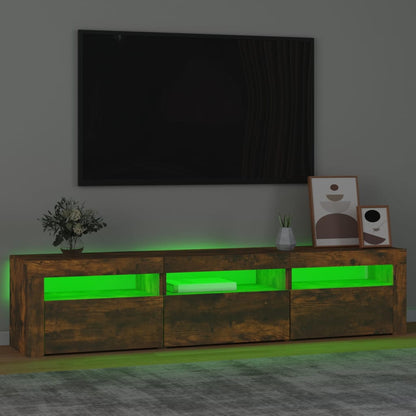 Meuble TV vidaXL avec lumières LED chêne fumé 180x35x40 cm