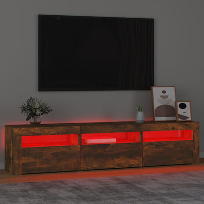 Meuble TV vidaXL avec lumières LED chêne fumé 180x35x40 cm