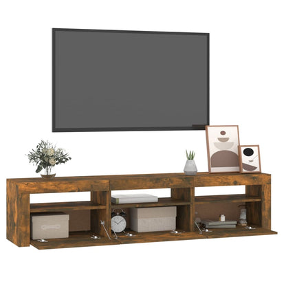 Meuble TV vidaXL avec lumières LED chêne fumé 180x35x40 cm