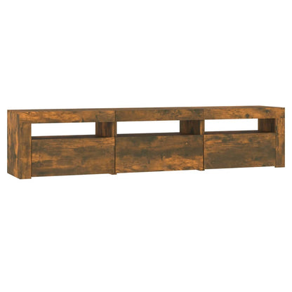 Meuble TV vidaXL avec lumières LED chêne fumé 180x35x40 cm