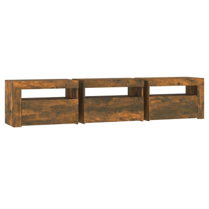 Meuble TV vidaXL avec lumières LED chêne fumé 180x35x40 cm