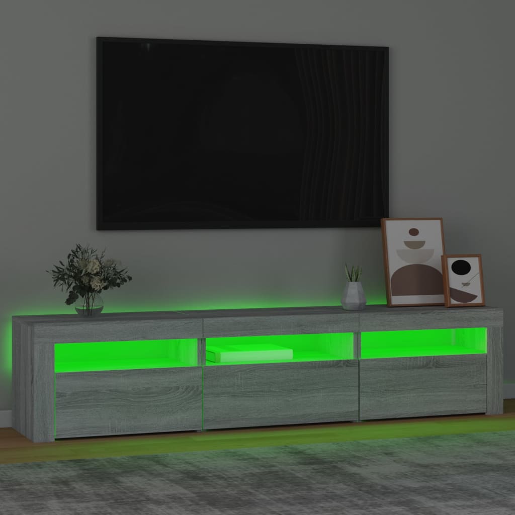 Meuble TV vidaXL avec lumières LED gris Sonoma 180x35x40 cm
