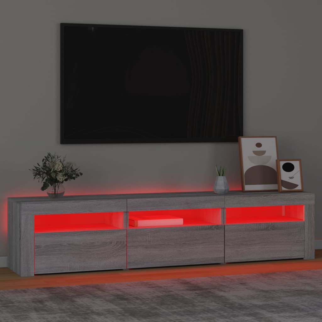 Meuble TV vidaXL avec lumières LED gris Sonoma 180x35x40 cm