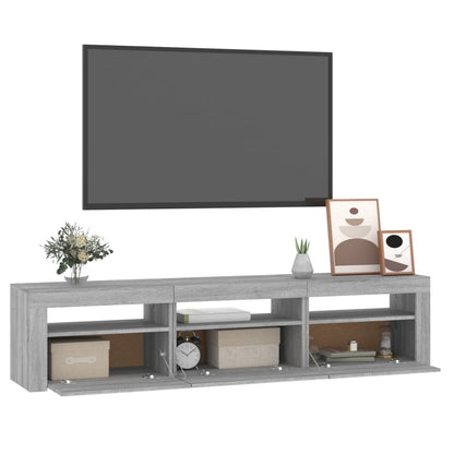 Meuble TV vidaXL avec lumières LED gris Sonoma 180x35x40 cm