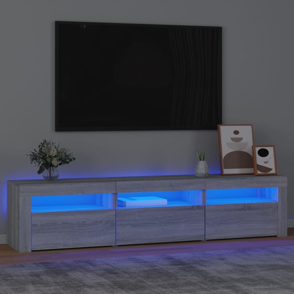 Meuble TV vidaXL avec lumières LED gris Sonoma 180x35x40 cm