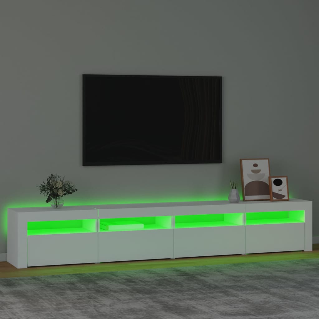Meuble TV vidaXL avec lumières LED Blanc 240x35x40 cm