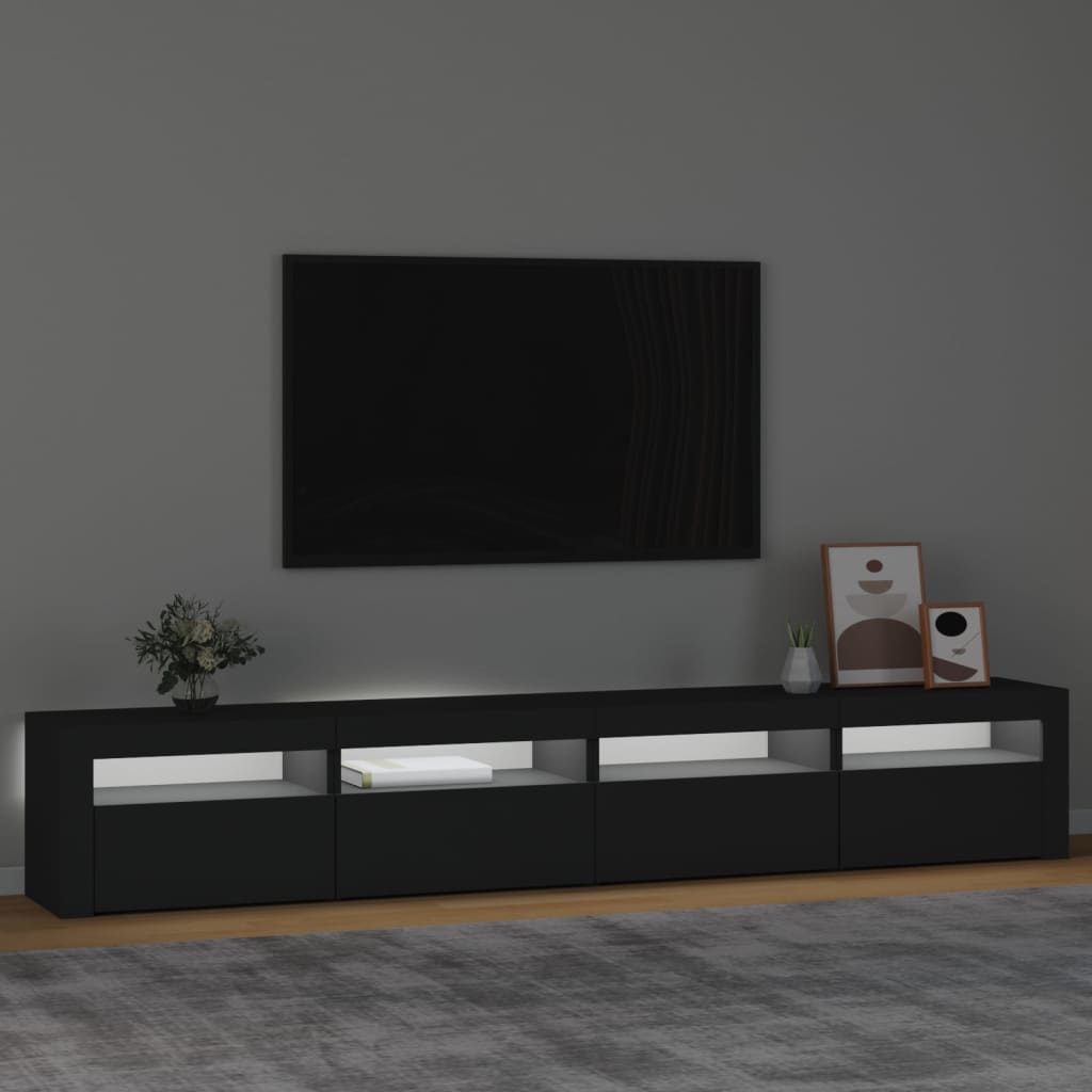 Meuble TV vidaXL avec lumières LED noir 240x35x40 cm