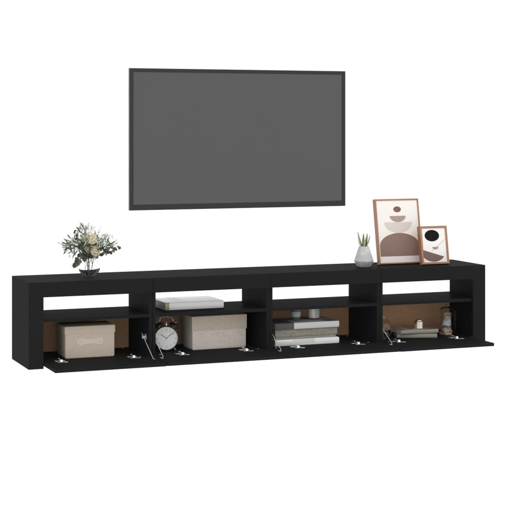 Meuble TV vidaXL avec lumières LED noir 240x35x40 cm