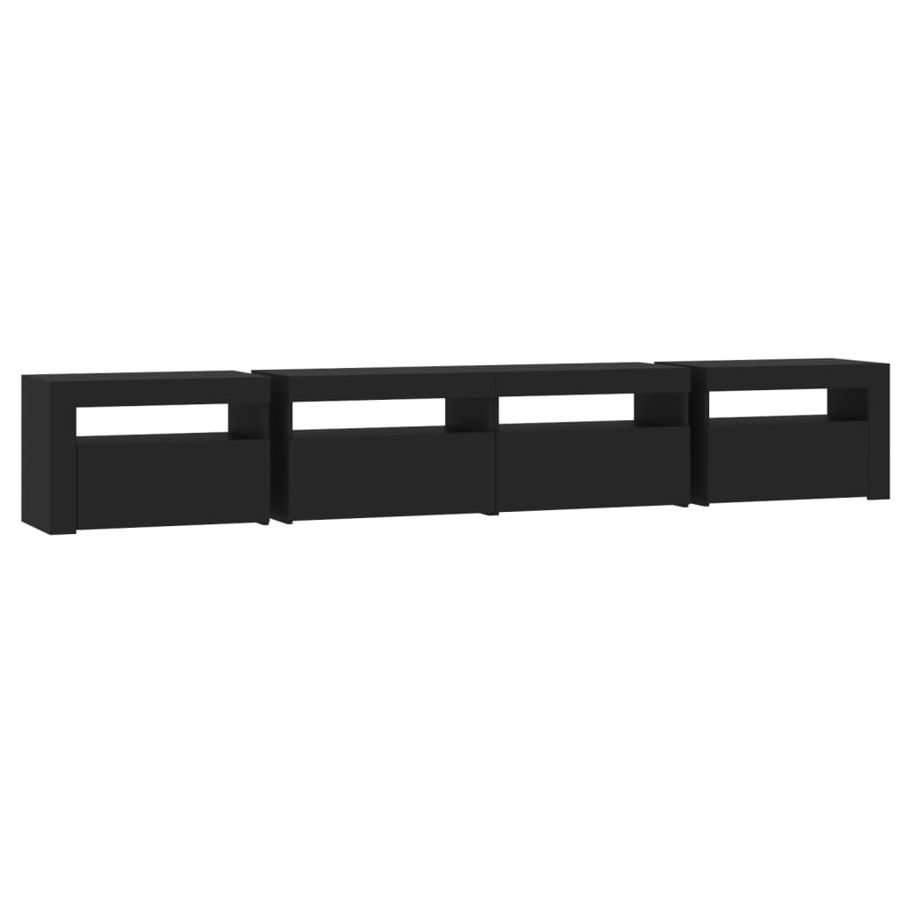 Meuble TV vidaXL avec lumières LED noir 240x35x40 cm