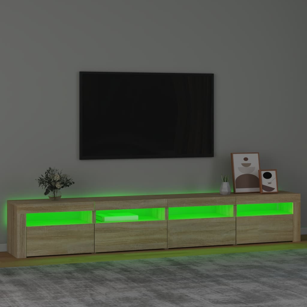 vidaXL TV-Schrank mit LED-Leuchten Sonoma-Eiche 240x35x40 cm