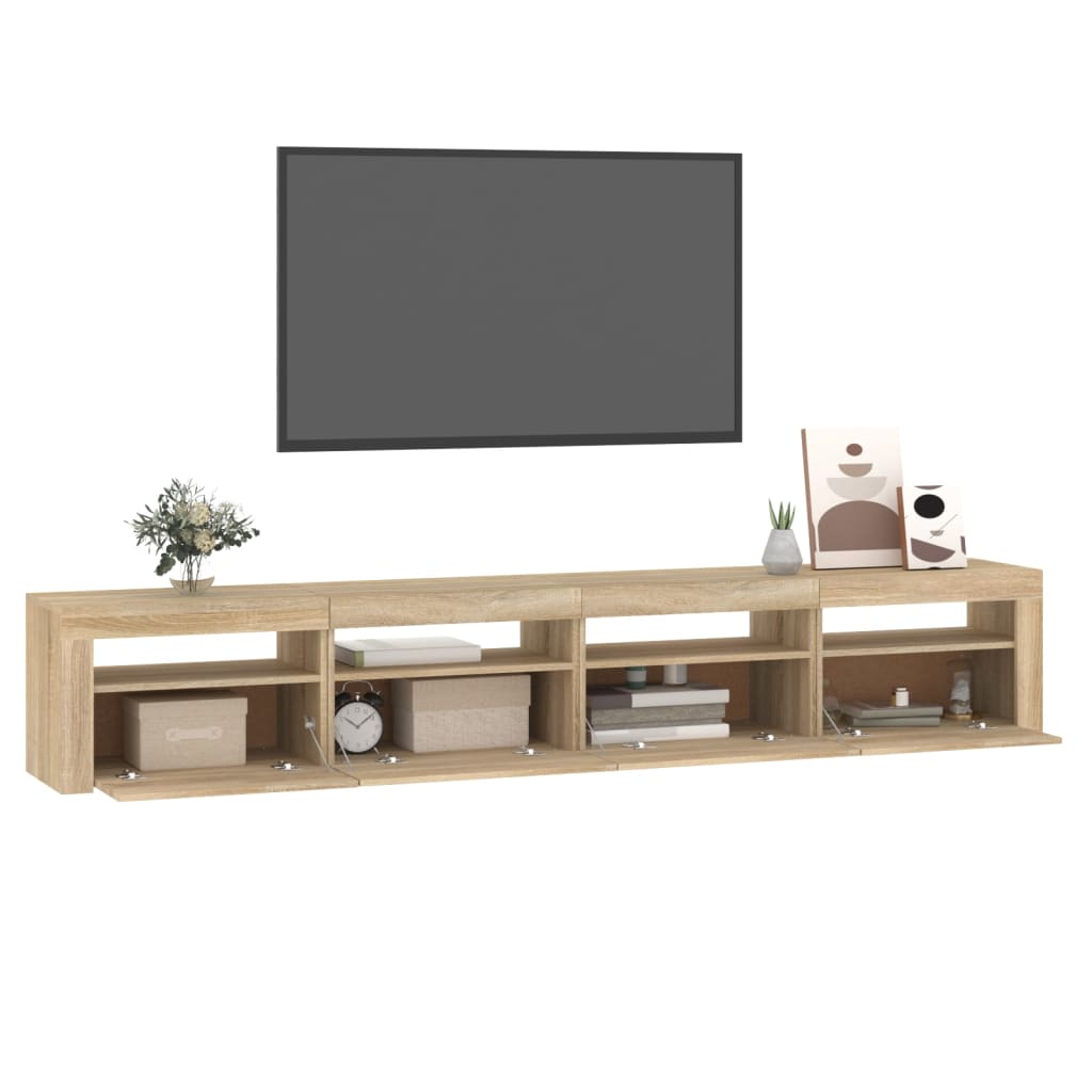 vidaXL TV-Schrank mit LED-Leuchten Sonoma-Eiche 240x35x40 cm