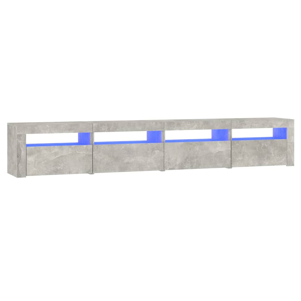 Meuble TV vidaXL avec lumières LED gris béton 240x35x40 cm