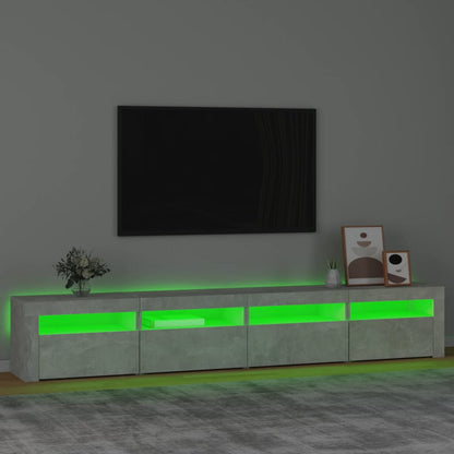 Meuble TV vidaXL avec lumières LED gris béton 240x35x40 cm
