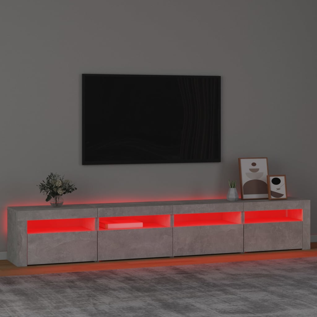 Meuble TV vidaXL avec lumières LED gris béton 240x35x40 cm