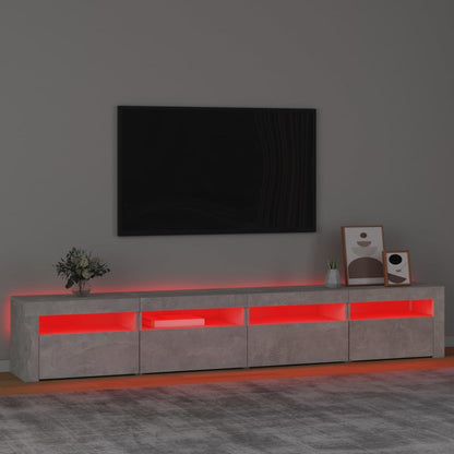 Meuble TV vidaXL avec lumières LED gris béton 240x35x40 cm