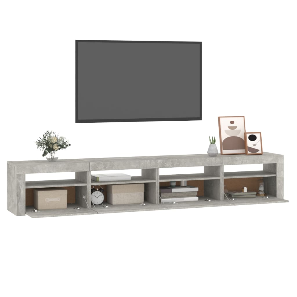Meuble TV vidaXL avec lumières LED gris béton 240x35x40 cm