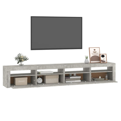 Meuble TV vidaXL avec lumières LED gris béton 240x35x40 cm