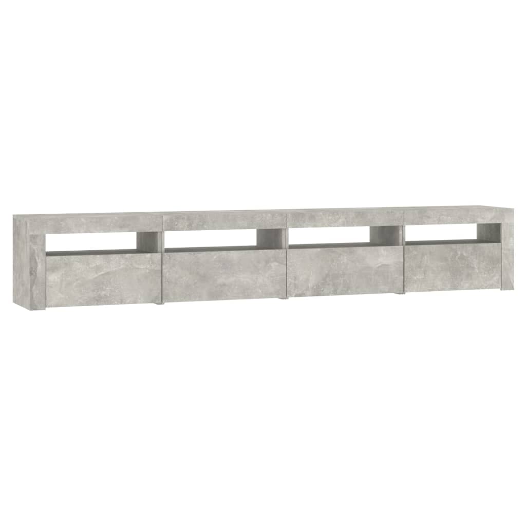Meuble TV vidaXL avec lumières LED gris béton 240x35x40 cm