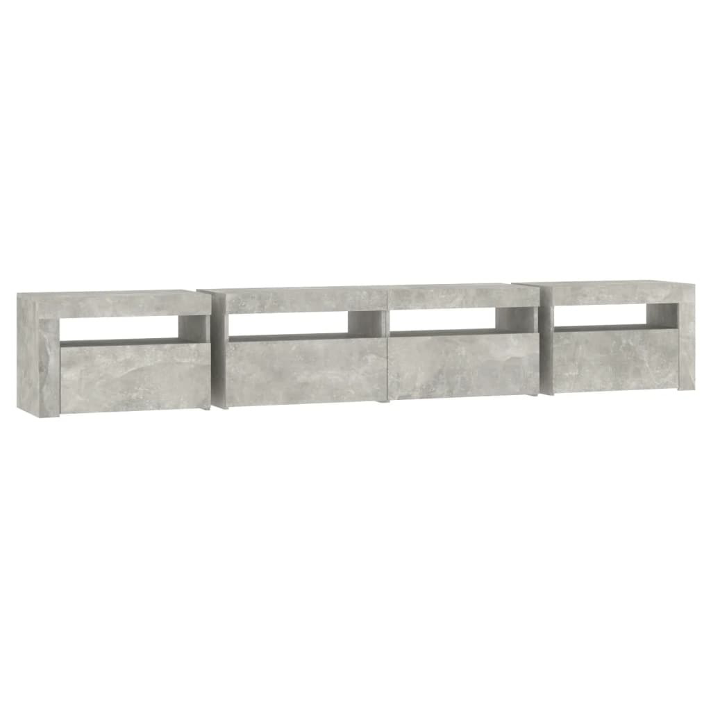 Meuble TV vidaXL avec lumières LED gris béton 240x35x40 cm