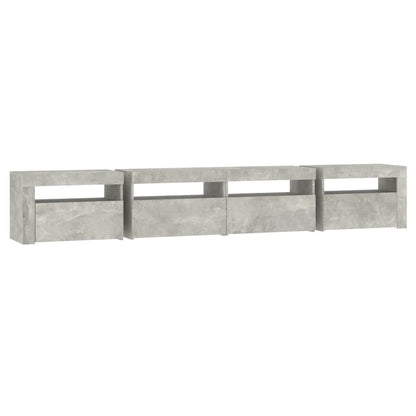 Meuble TV vidaXL avec lumières LED gris béton 240x35x40 cm