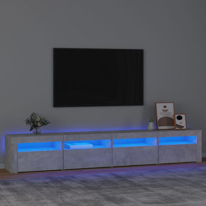 Meuble TV vidaXL avec lumières LED gris béton 240x35x40 cm