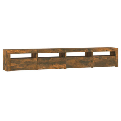vidaXL Meuble TV avec lumières LED chêne fumé 240x35x40 cm