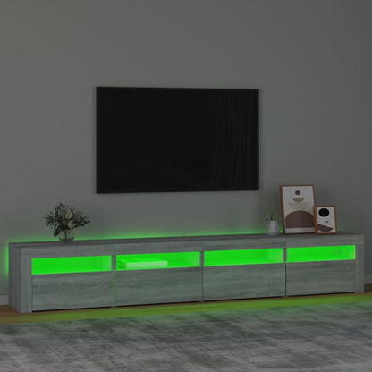 Meuble TV vidaXL avec lumières LED gris Sonoma 240x35x40 cm
