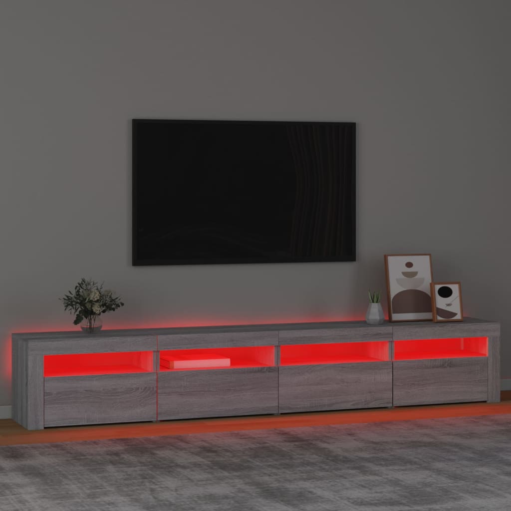 Meuble TV vidaXL avec lumières LED gris Sonoma 240x35x40 cm