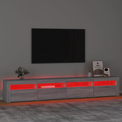 Meuble TV vidaXL avec lumières LED gris Sonoma 240x35x40 cm
