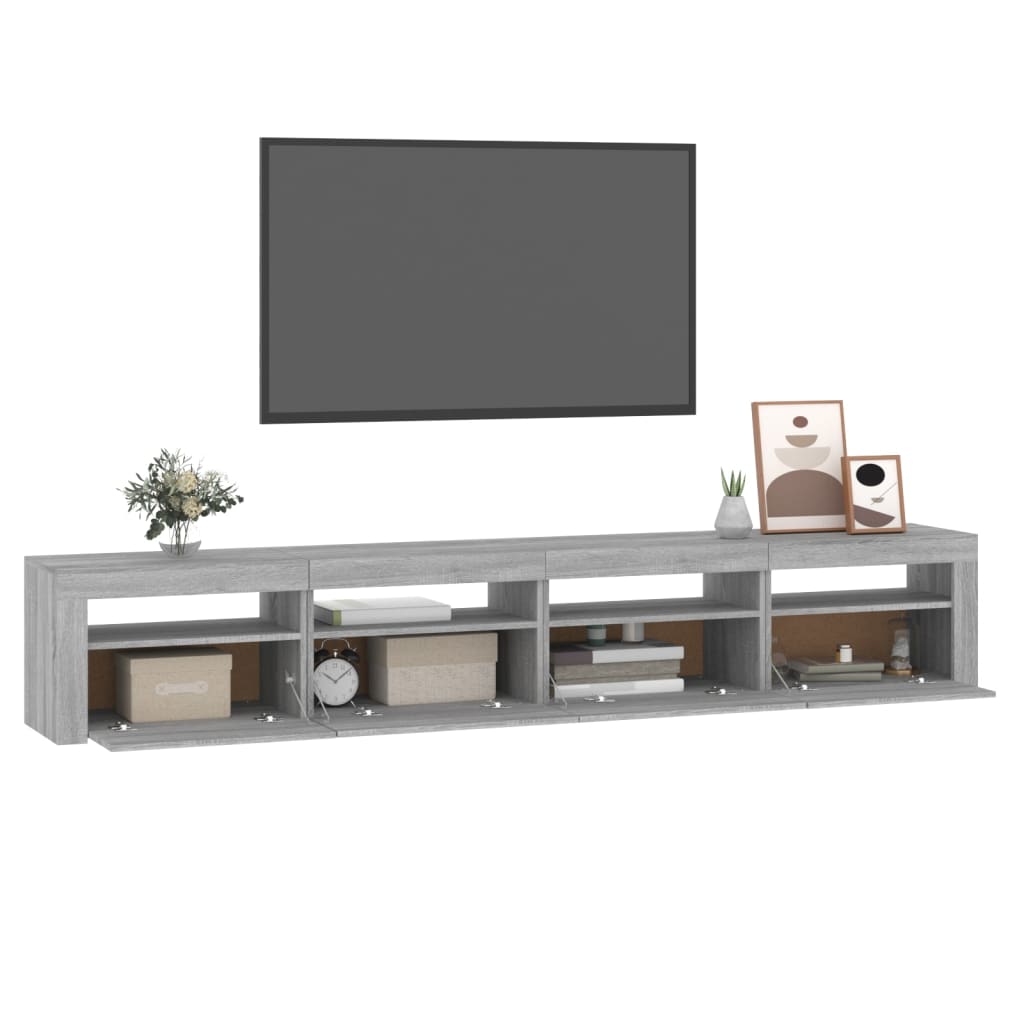 Meuble TV vidaXL avec lumières LED gris Sonoma 240x35x40 cm