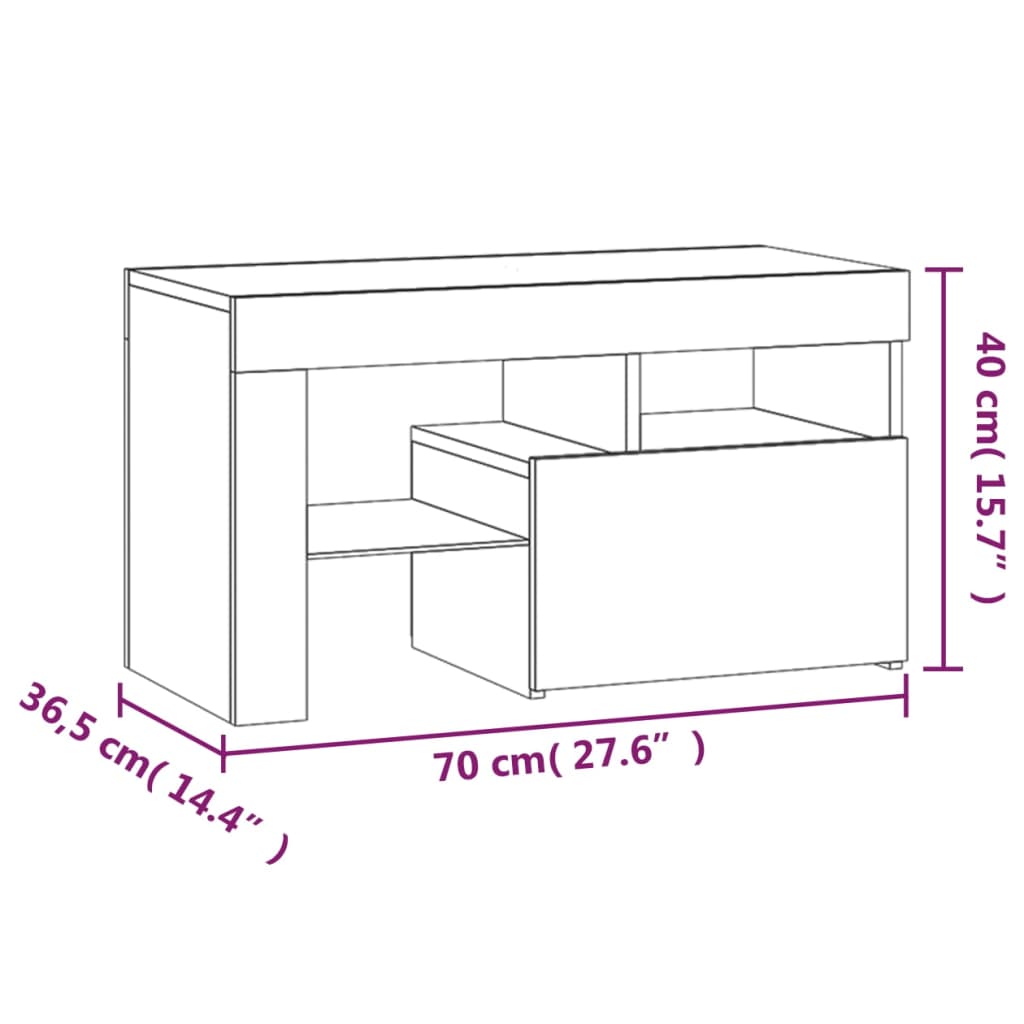 vidaXL Nachttische 2 Stk. mit LED-Leuchten Weiß 70x36,5x40 cm