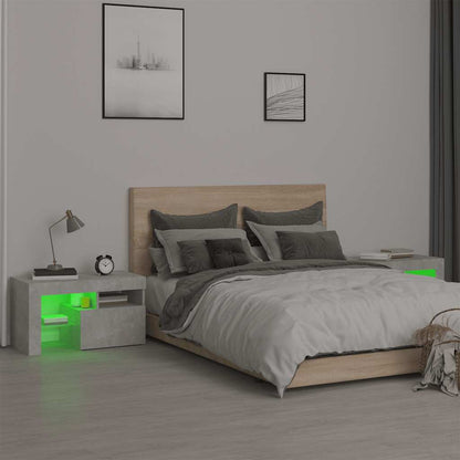 vidaXL Nachttische 2 Stk. mit LED-Leuchten Betongrau 70x36,5x40 cm