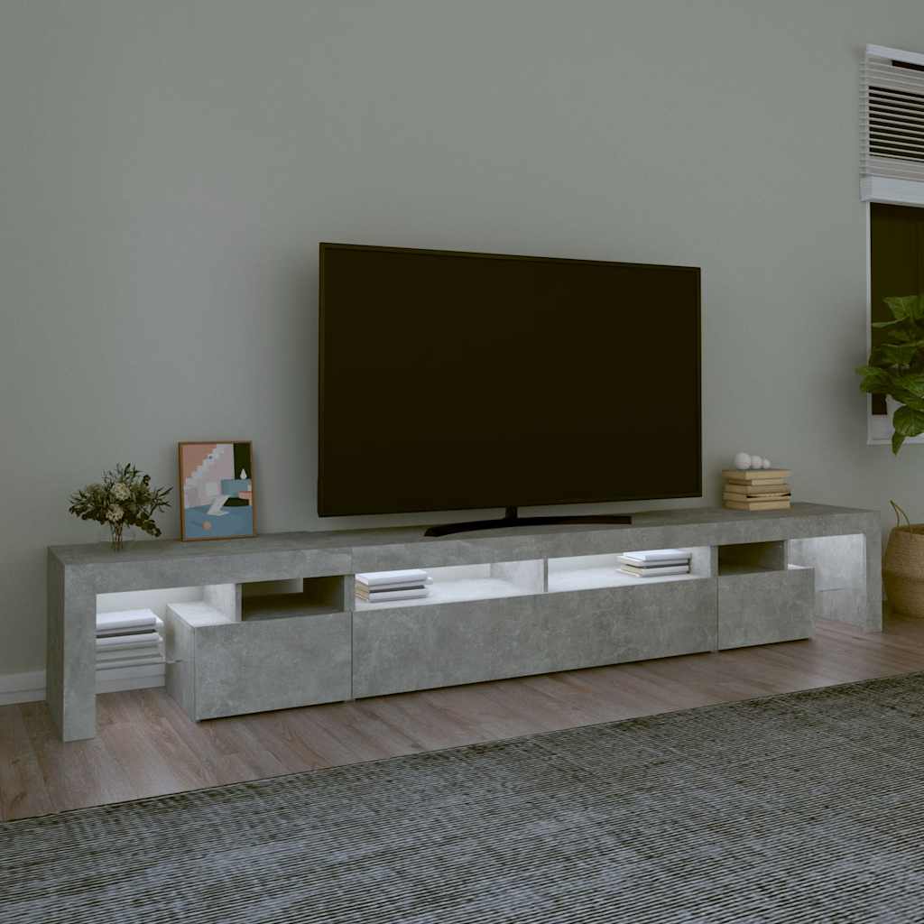 vidaXL TV-Schrank mit LED-Leuchten Betongrau 260x36,5x40 cm