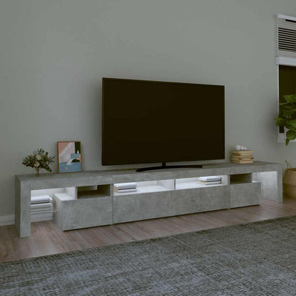vidaXL TV-Schrank mit LED-Leuchten Betongrau 260x36,5x40 cm