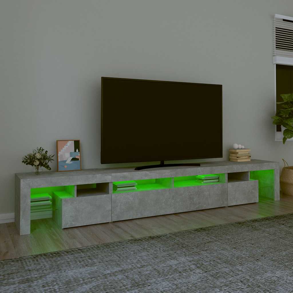 vidaXL TV-Schrank mit LED-Leuchten Betongrau 260x36,5x40 cm