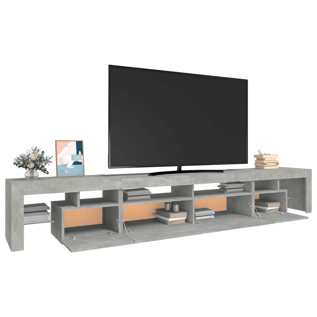 vidaXL TV-Schrank mit LED-Leuchten Betongrau 260x36,5x40 cm